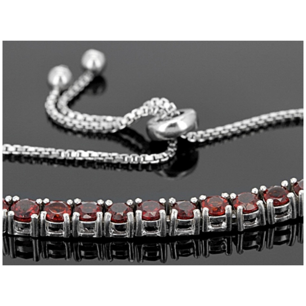 Elegant Silver and Red Gemstone Bracelet